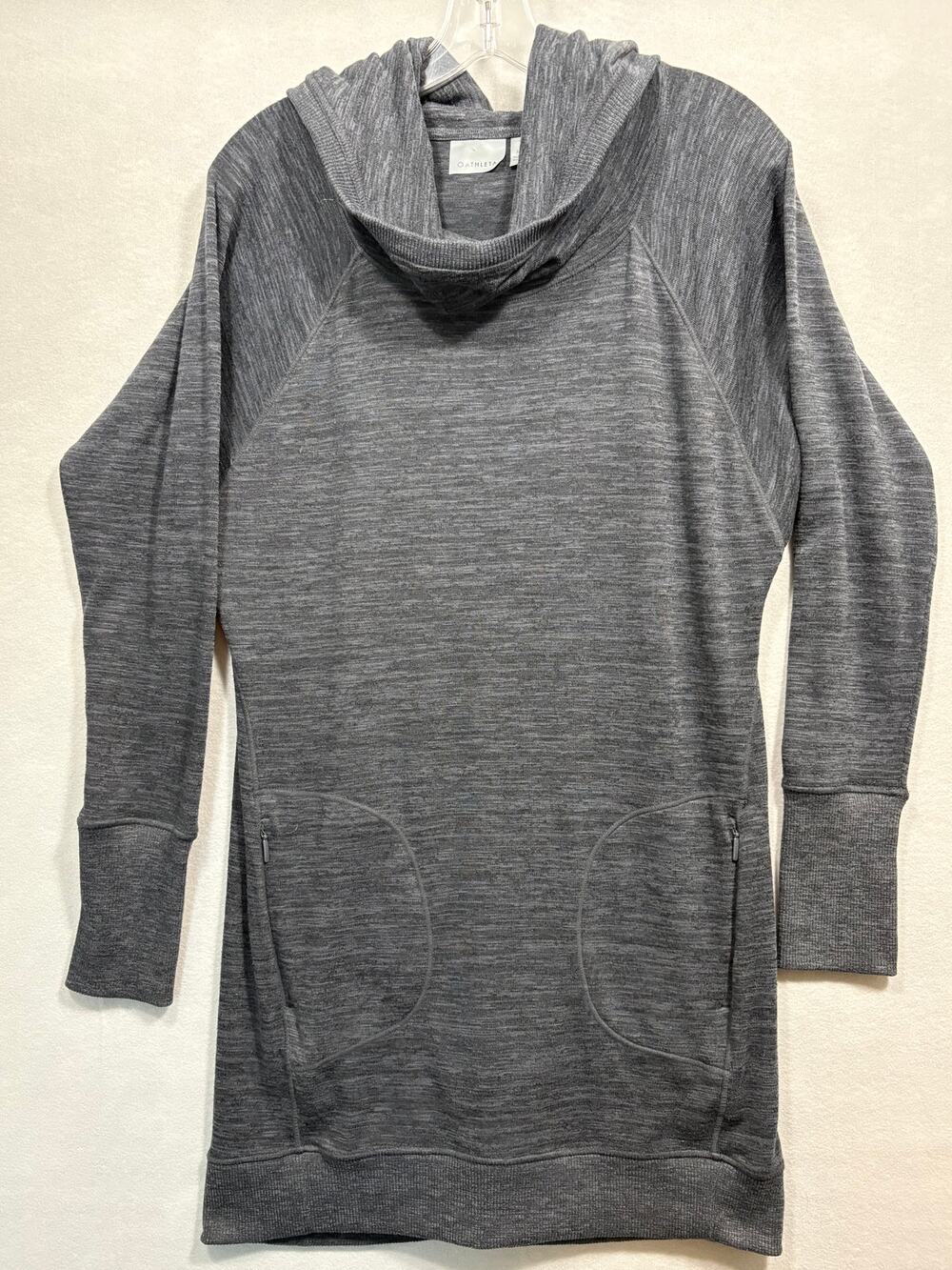 Athleta Gray Textured Cowl Neck Hoodie Pullover Sweatshirt Size M
